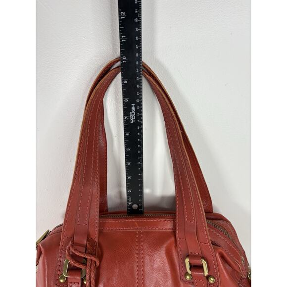 FOSSIL Fifty Four Leather Handbag Burnt Orange Clay Heavy Hardware Hobo Vintage - Picture 16 of 16